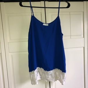 Royal blue and lace cami top